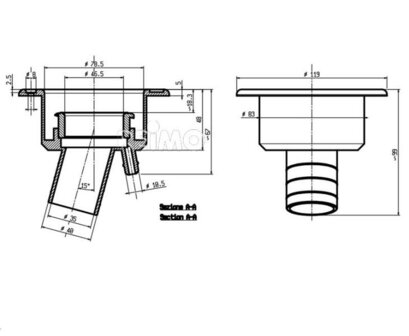  vulaansluiting zwart 40mm 